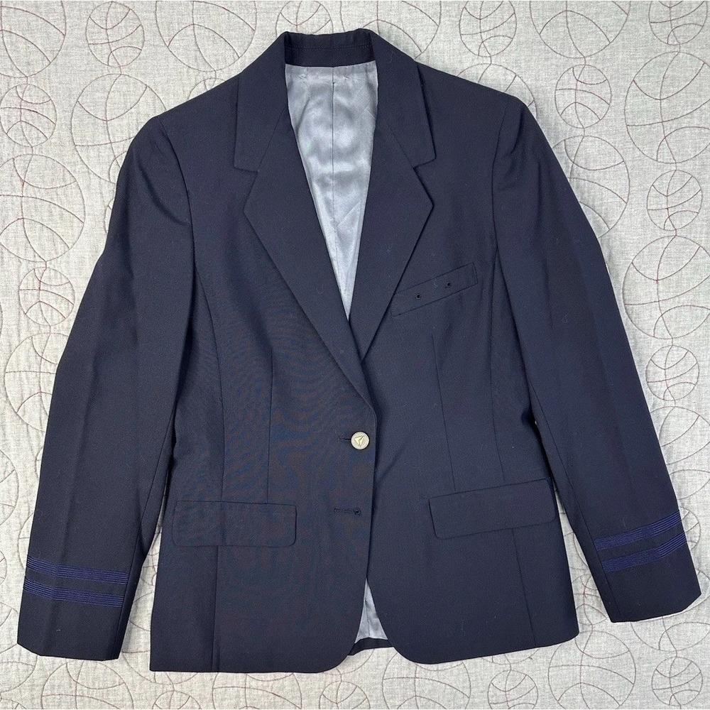 VTG Delta Airlines Women's Officer Pilot Uniform 2 Button Blazer Greif‎ / Size 8